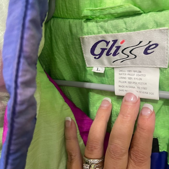 Retro Green and Purple Ski Jacket with Insulation - Picture 3 of 13